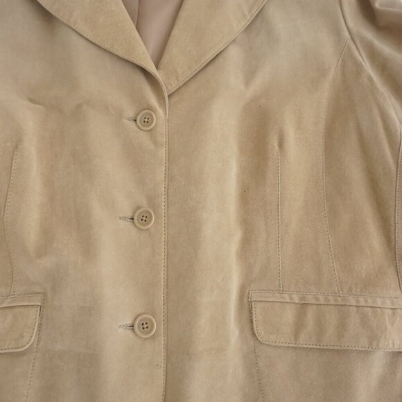 Vintage Denver Hayes Beige 100% Suede Leather Button Up Blazer Jacket 2Xl - Picture 5 of 15